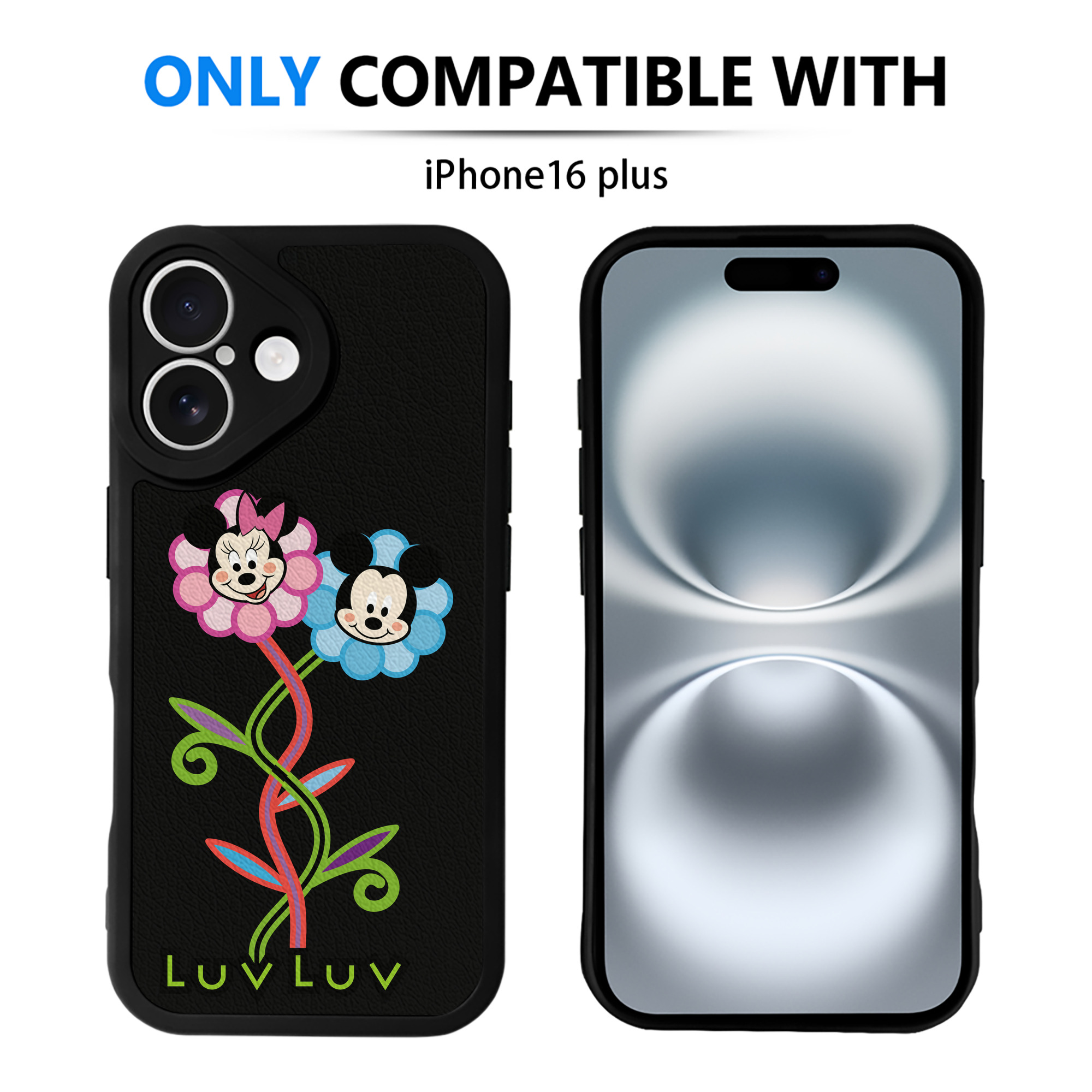 （画像用） ミッキーマウス Mickey Mouse 【iPhone 16シリーズ対応】シリコンスマホケース（レザー調） 材質：シリコン